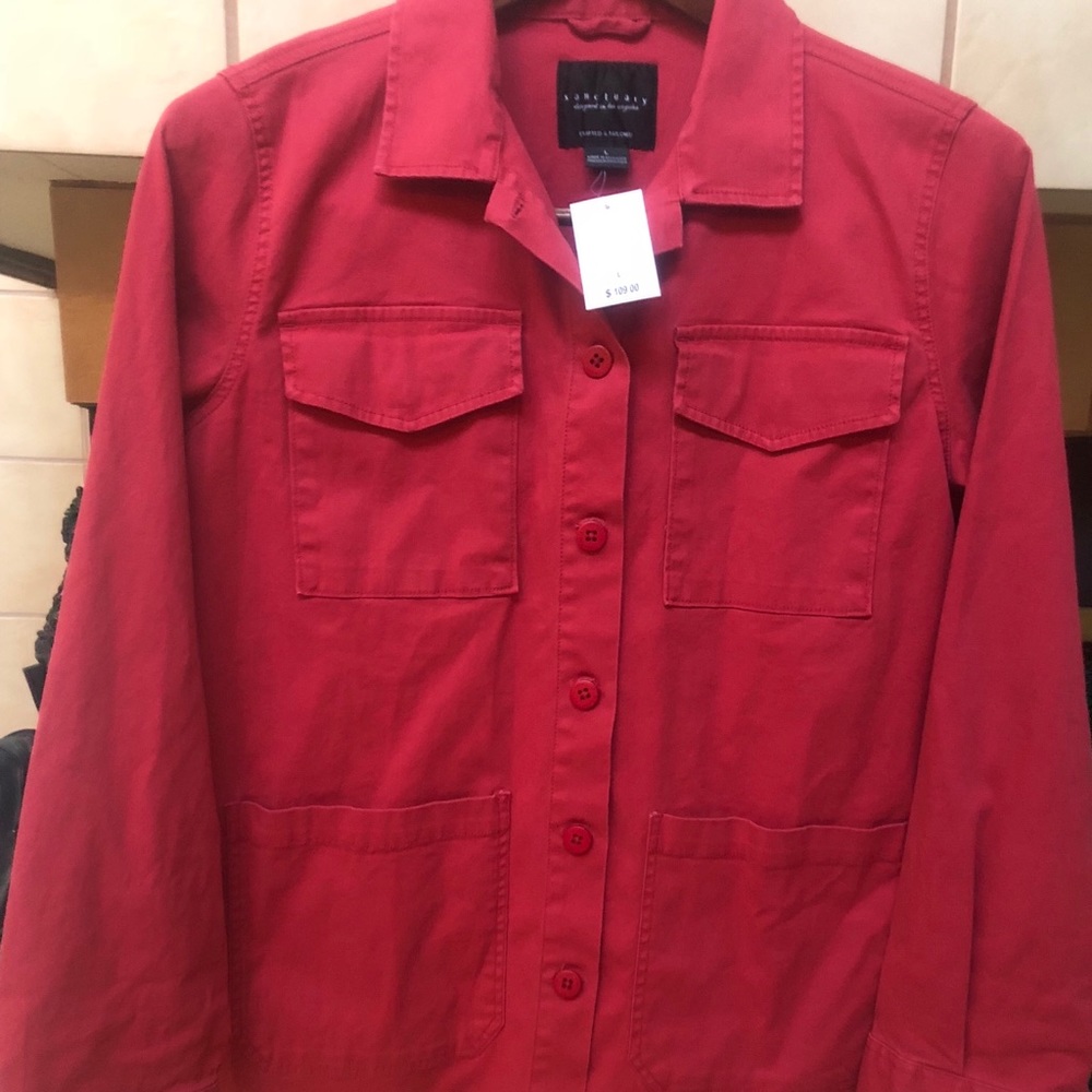 NWT Sanctuary LA 4 Pocket Jacket L Cherry Red $109